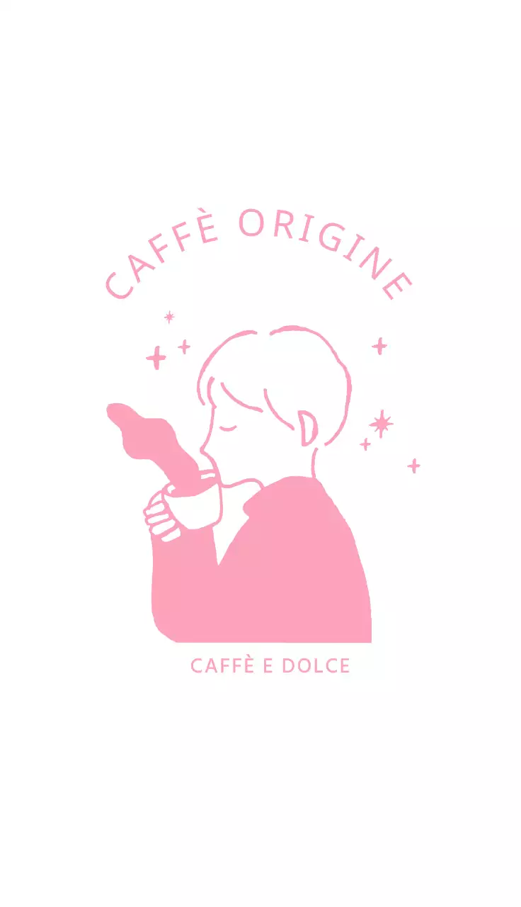 Rosa disegnato a mano caffè biglietto da visita illustrazione per un caffè