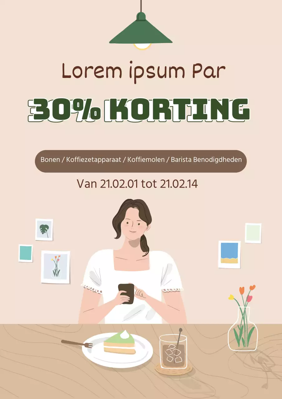groen beige illustratie modern interieur home cafe evenement promotie