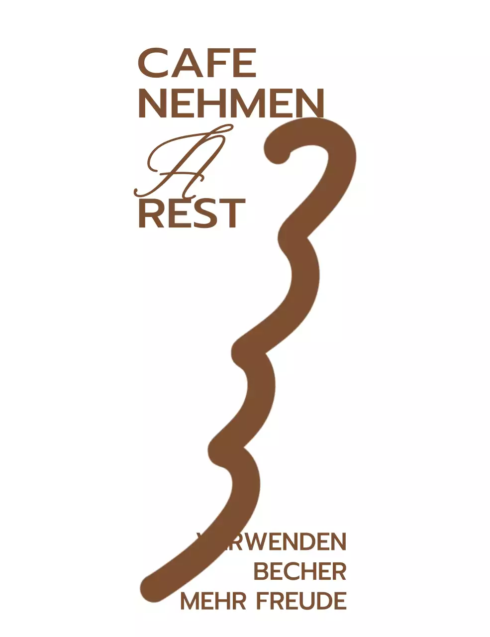 Cafe-Waren und Werbeartikel mit dem Cafe-Logo und dem Firmennamen in Braun.