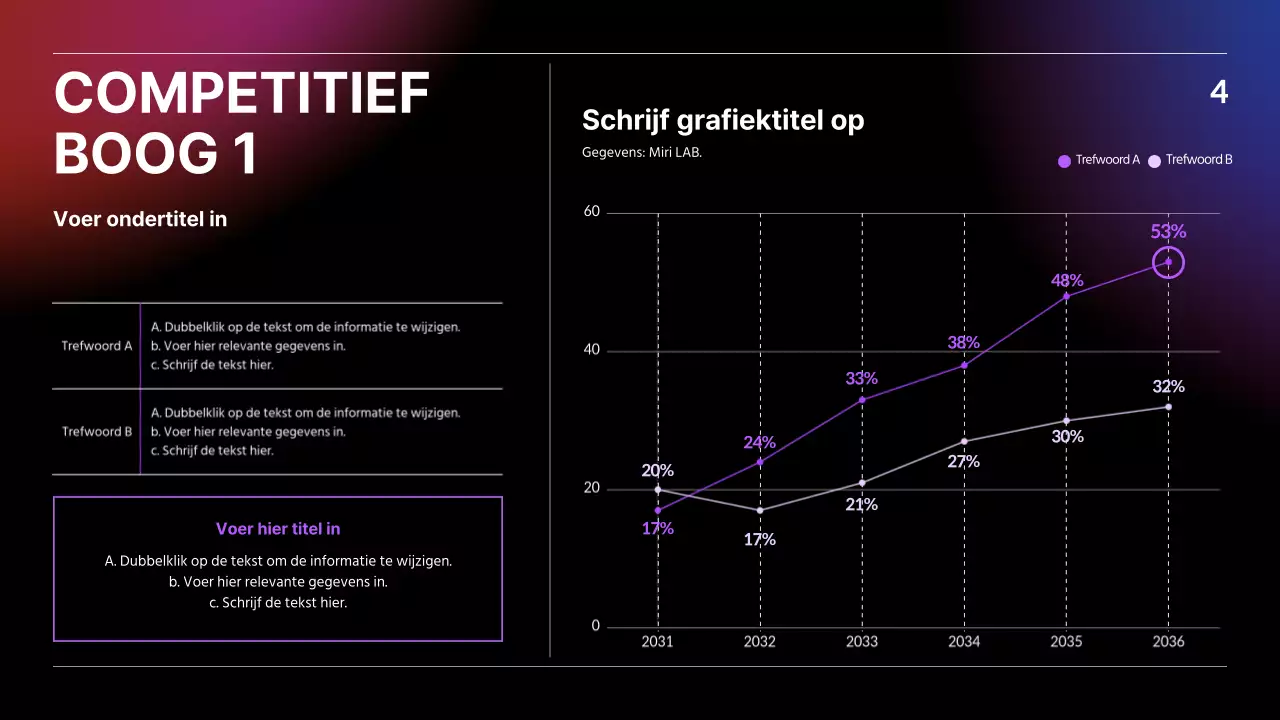 IR presentatie met zwart, blauw en rood kleurverloop bedrijfsconcept