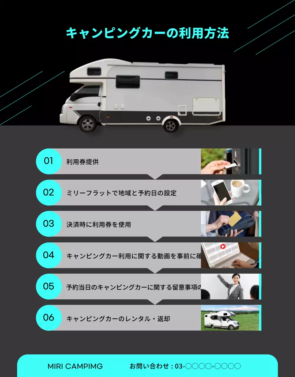 黒 モダン キャンピングカー パンフレット 詳細ページ