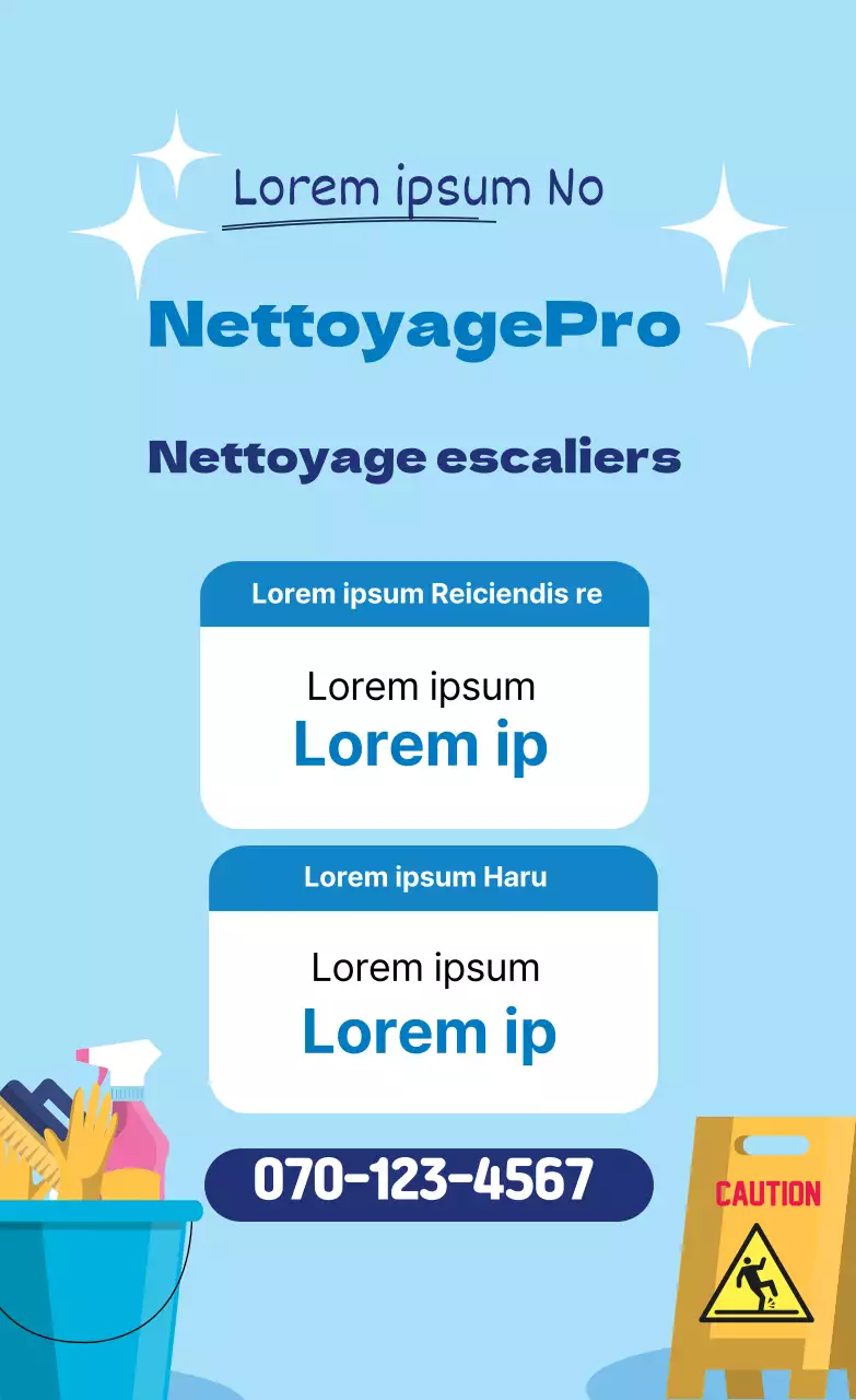 Illustration bleue faisant la promotion d'un service de nettoyage soigné