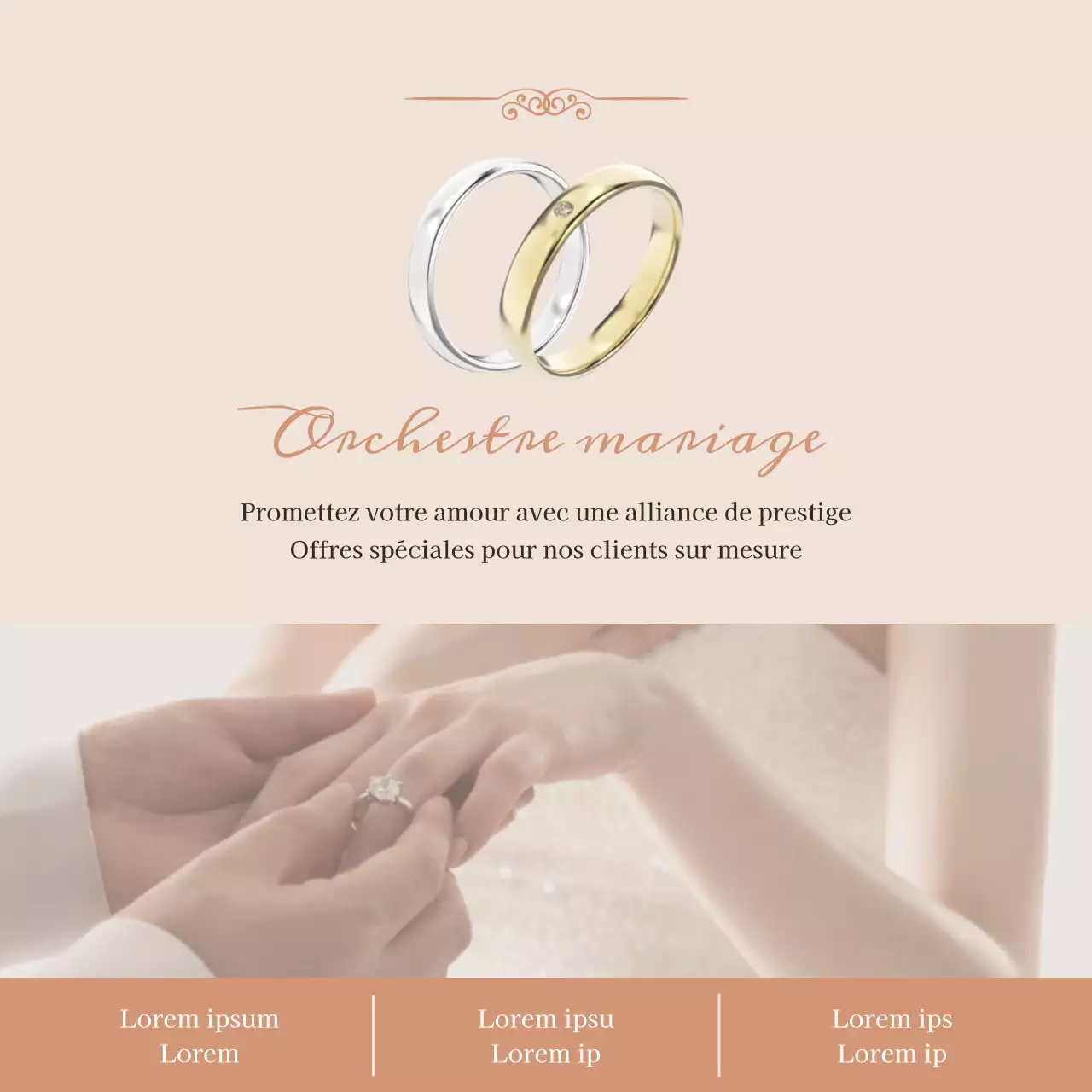 Promotion d'alliances personnalisées dans les tons beiges