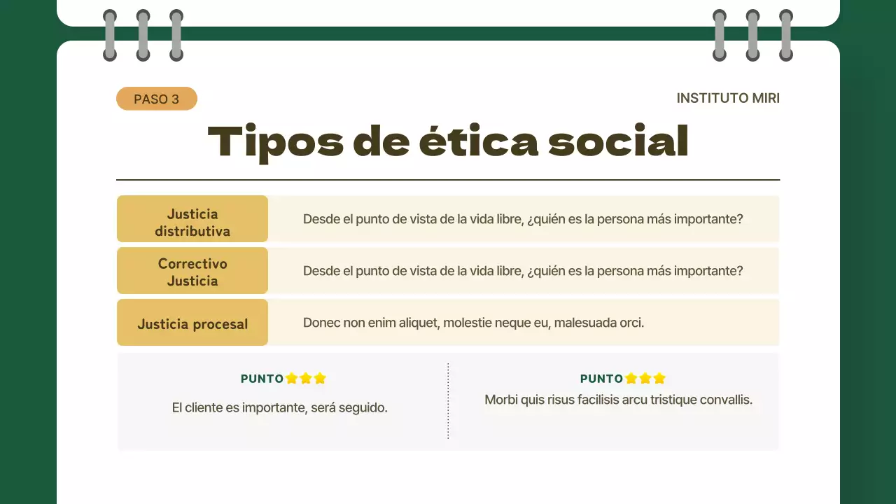 Aula amarilla y verde Concepto Lección de ética