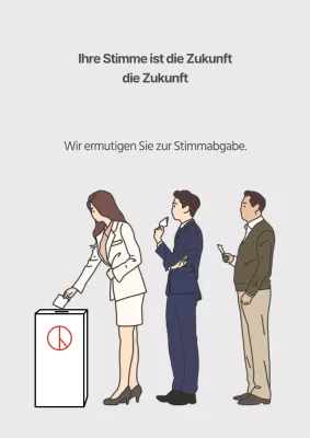 Einfache Ermutigung zur Stimmabgabe mit grauen Illustrationen