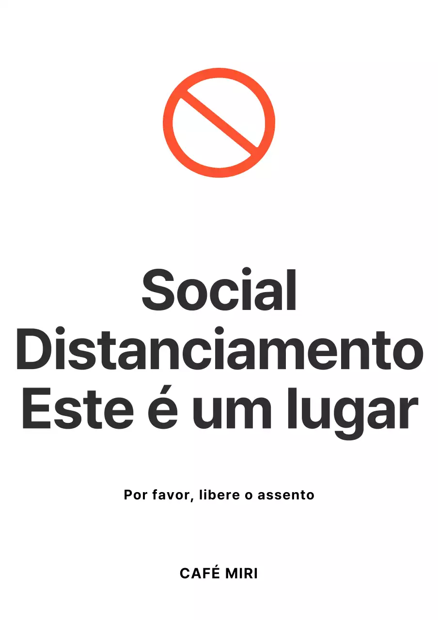 Suporte acrílico simples para sinais de assento de distanciamento social