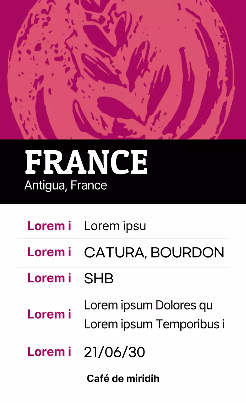 Étiquette Vintage colorée illustrée de grains de café Guatemala