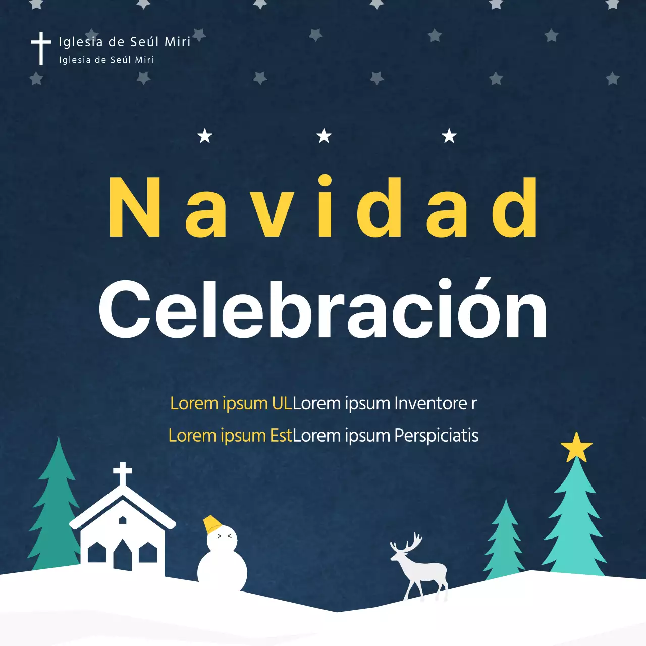 Un servicio de Navidad en el cielo añil de la noche nevada