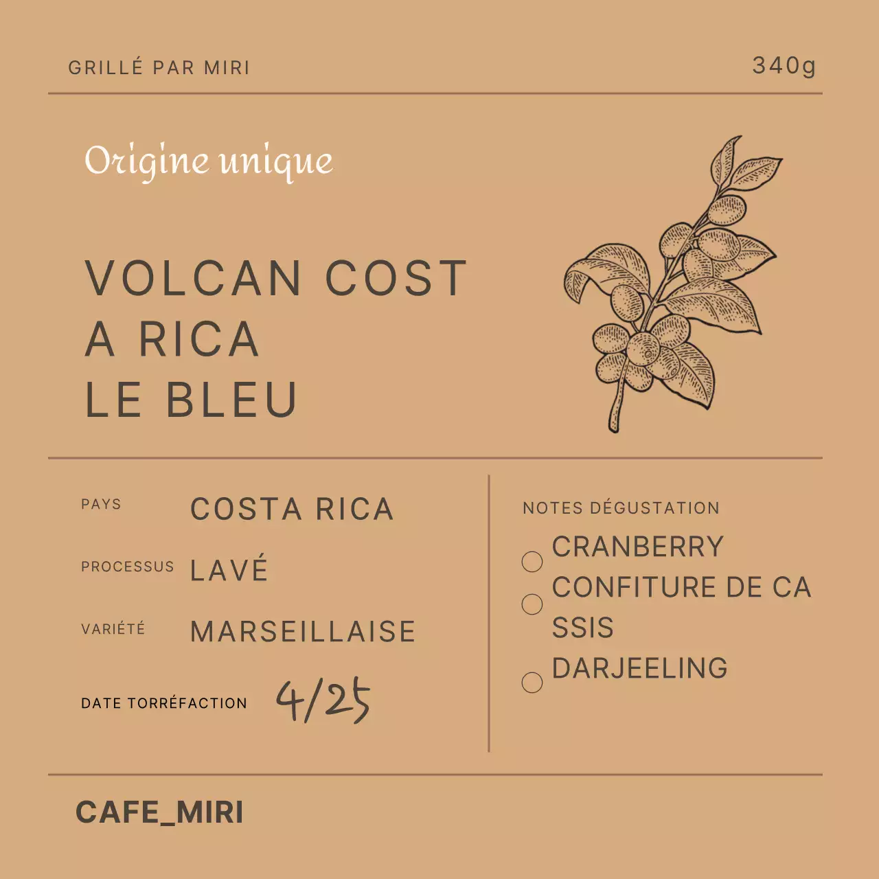 Autocollant pour l'emballage des grains de café