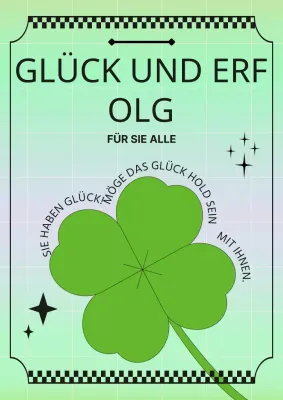 Retro-Kunstwerk mit einem grünen vierblättrigen Kleeblatt als Akzent