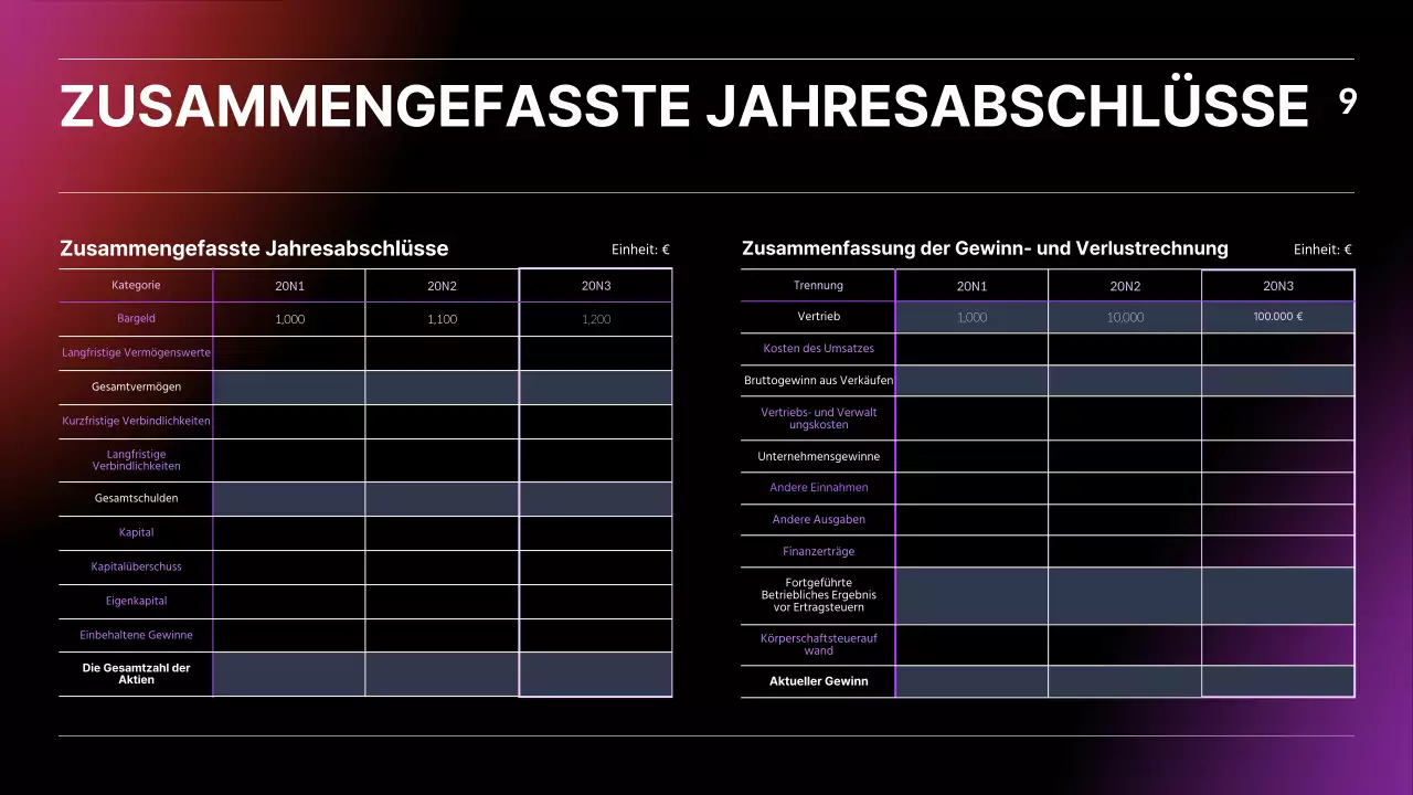 IR-Präsentation mit schwarzem, blauem und rotem Farbverlauf Geschäftskonzept