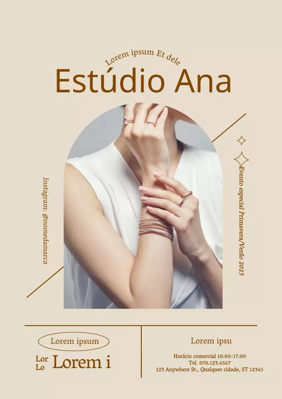 Evento de joalharia bege, com destaque para as fotografias