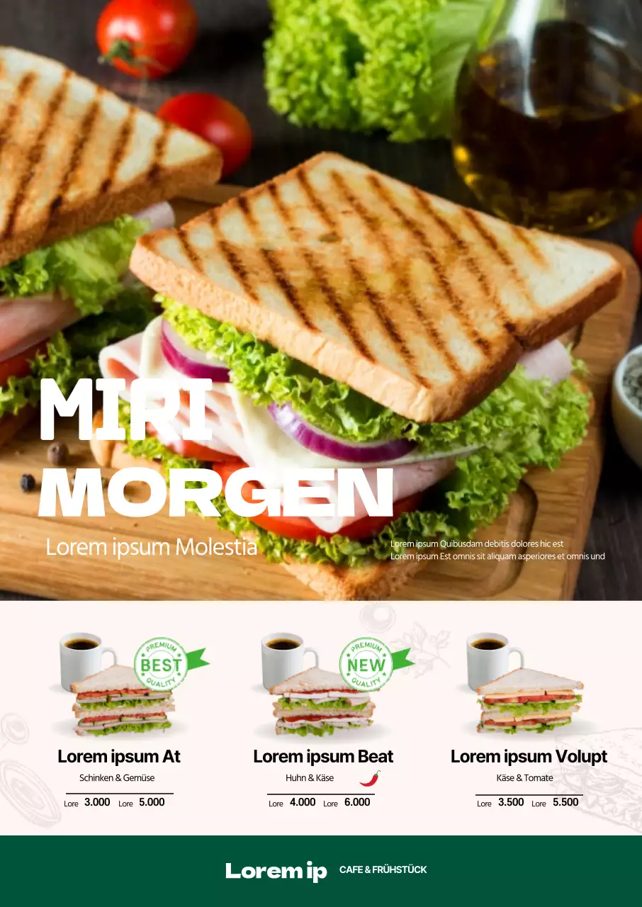 Bewerben Sie das Sandwich-Menü Ihres Restaurants mit einem grünen Foto