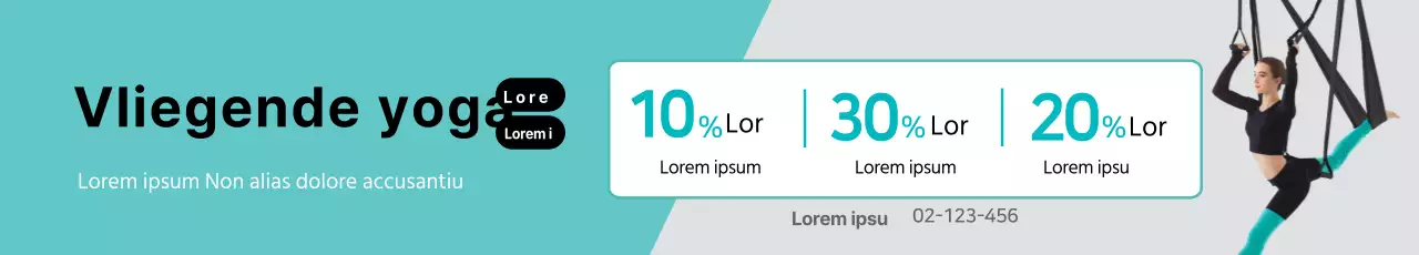 Eenvoudige vliegende yoga promotiebanner in mint