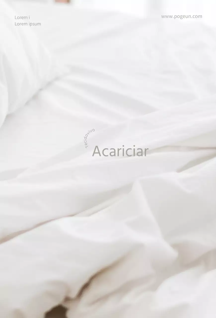 Postal promocional de roupa de cama branca e acolhedora