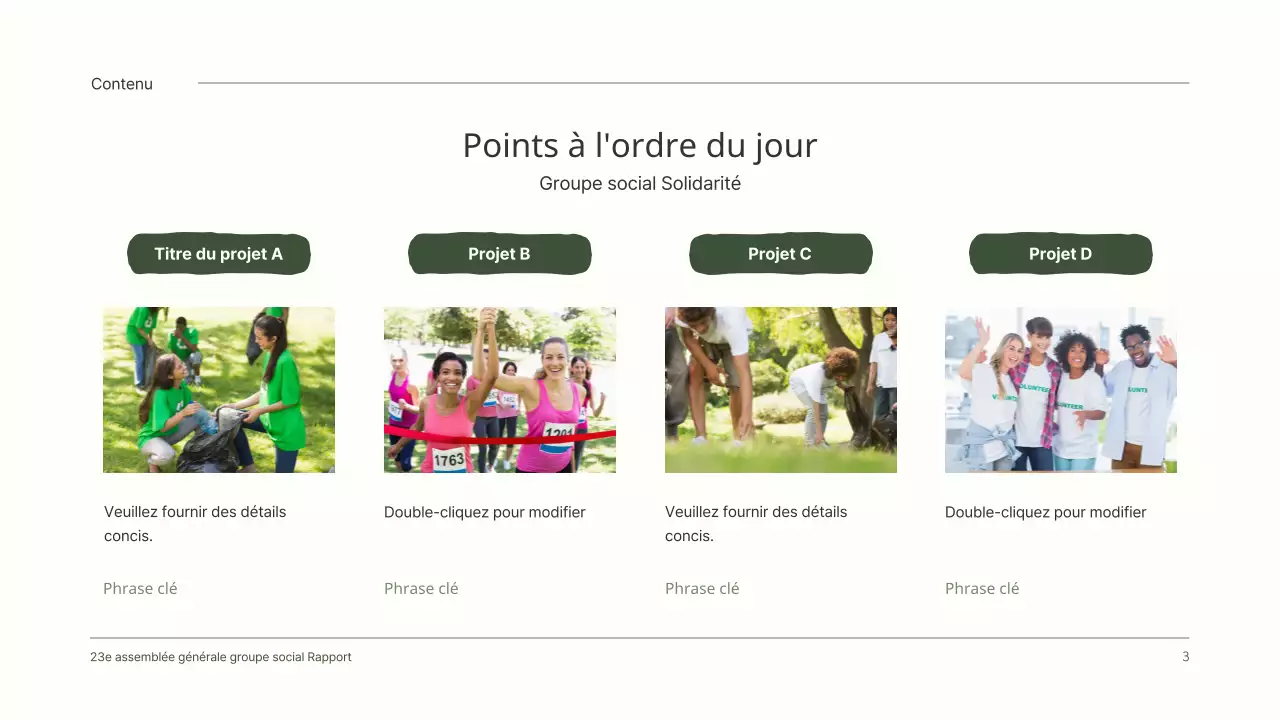 Un rapport de résultats de l'AGA propre avec de jolies illustrations vertes