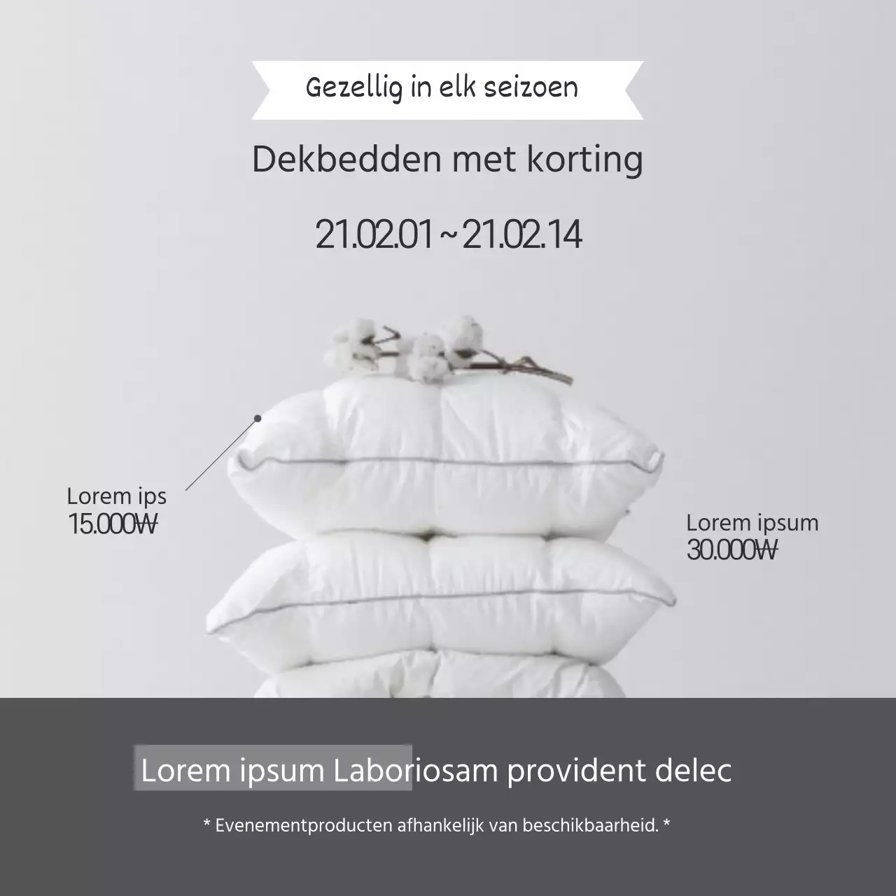 Highlight een grijze foto Eenvoudig dekbed om een verkoopactie te promoten