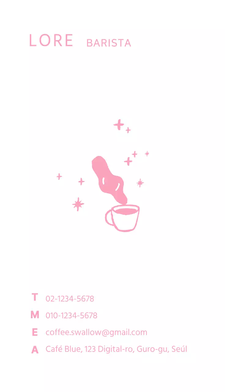 Rosa dibujado a mano café ilustración tarjeta de visita para un café