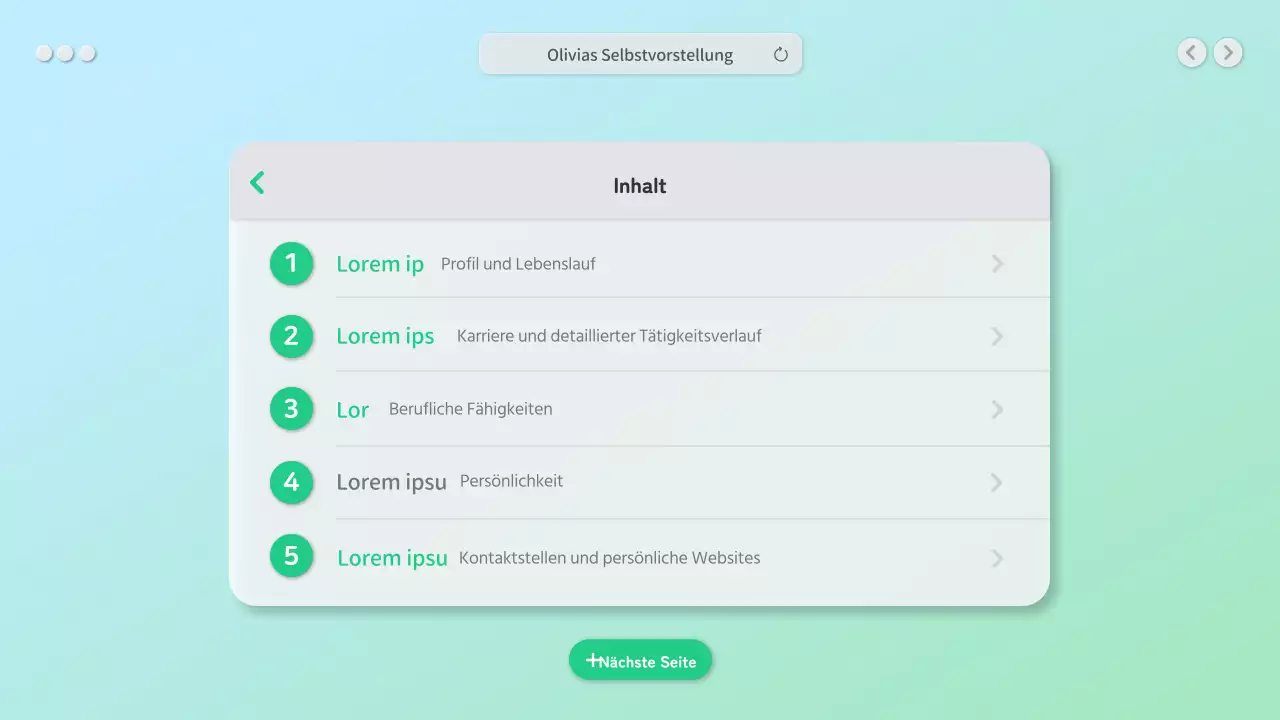 Ein sauberes Bio mit einem grünen GUI-Konzept