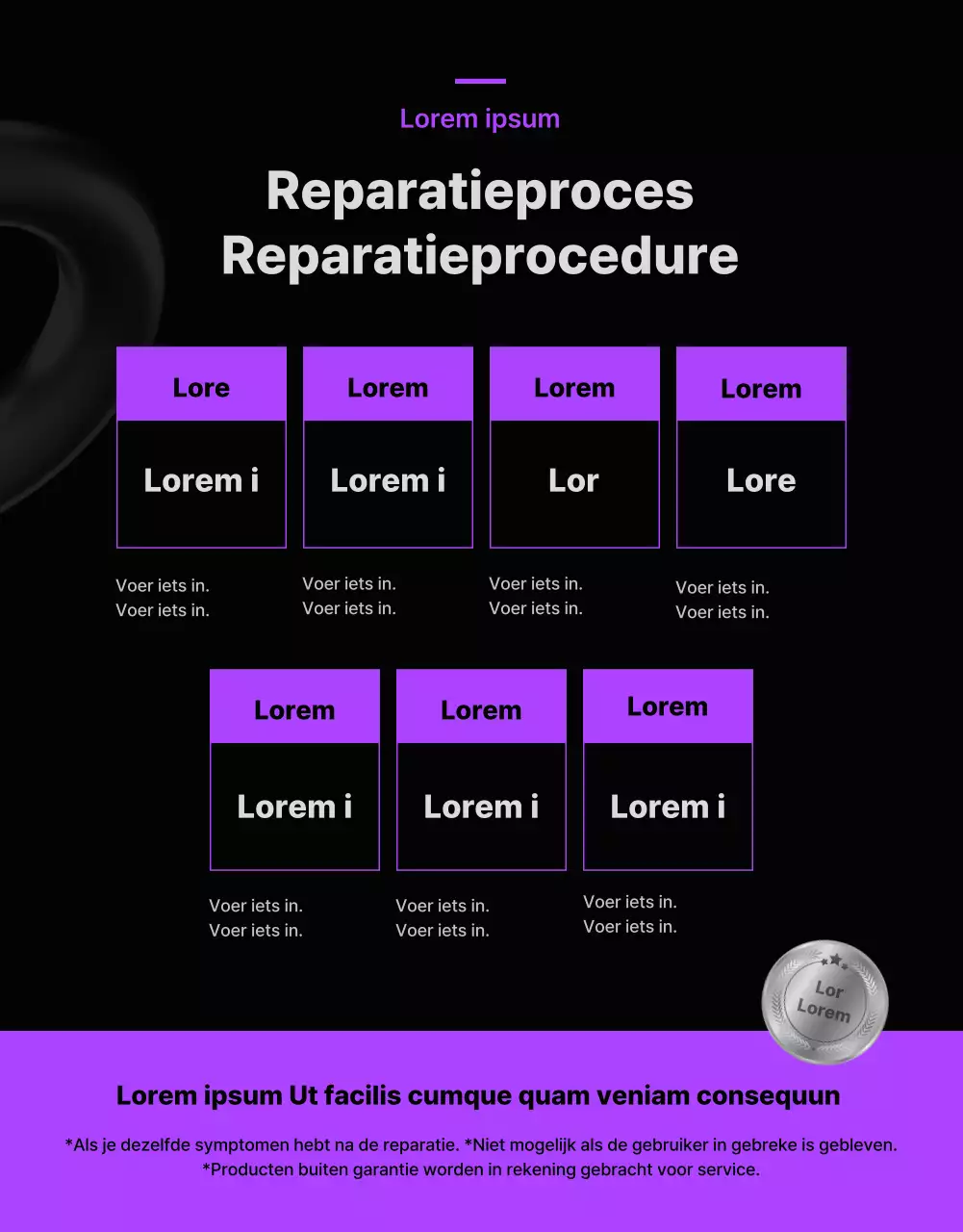 Promoot reparatiediensten voor elektronica met paarse punten (meer)