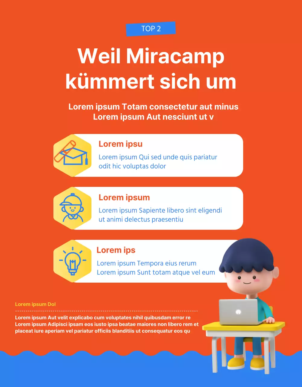 Blau gelb orange Grundschulbildung Thema