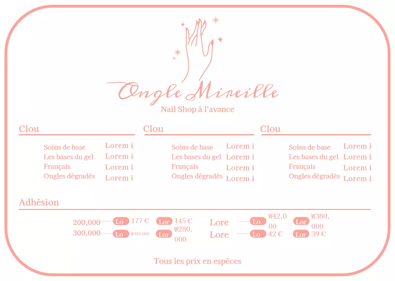 Tableau de menu simple pour salon de manucure rose Support acrylique pour salon de manucure