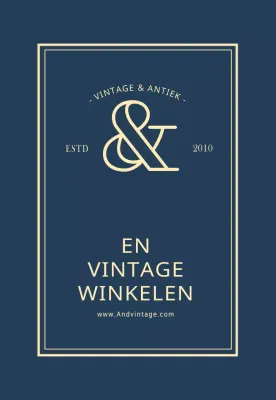 Eenvoudig vintage winkellogobord in marineblauw
