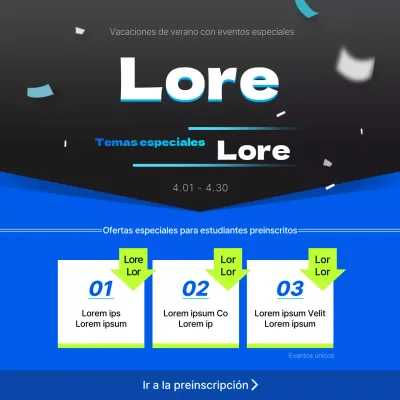 Un sencillo evento especial de vacaciones de verano en azul y negro