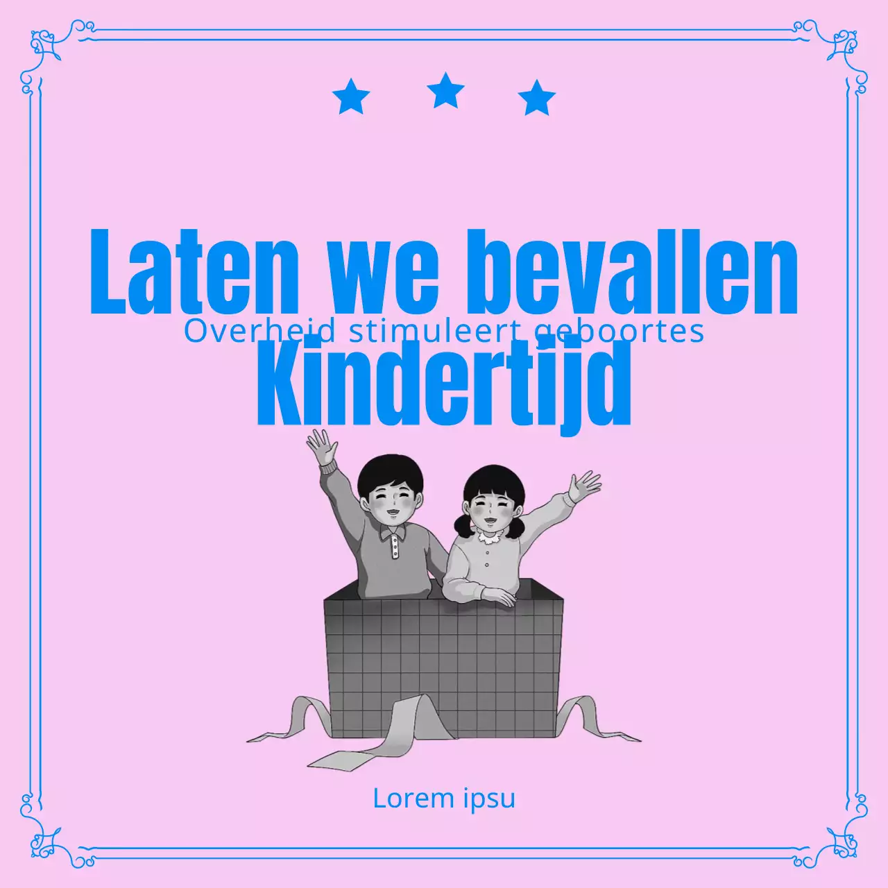 Bevolkingsbeleid in roze en blauw CardNews