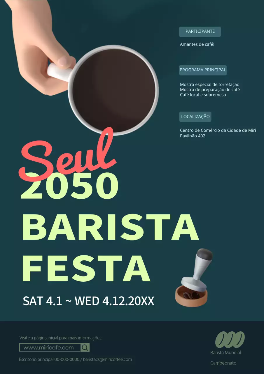 Promover um festival de baristas de café verde e simples