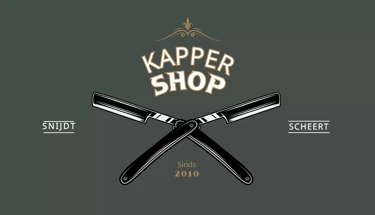 Groen vintage visitekaartje kapperszaak