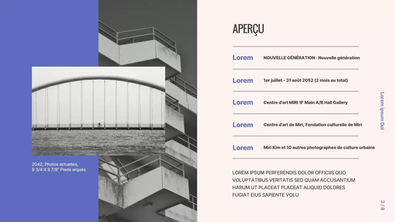 Proposition d'exposition photographique Grid Concept en violet et beige