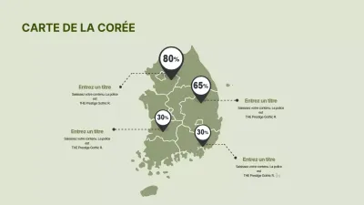 Carte de la Corée du Sud en vert