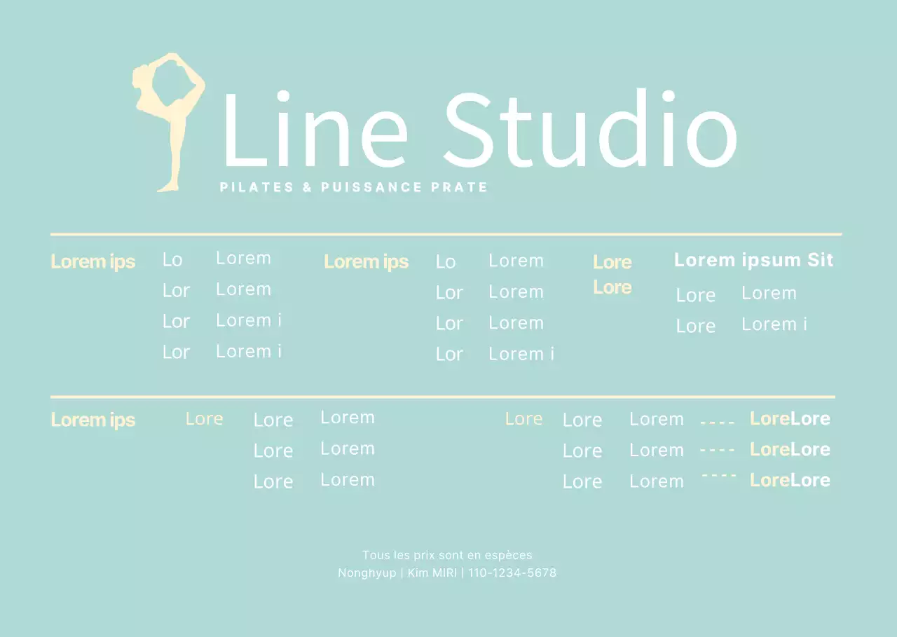 Mint Simple Pilates Menu Board Acrylic Stand