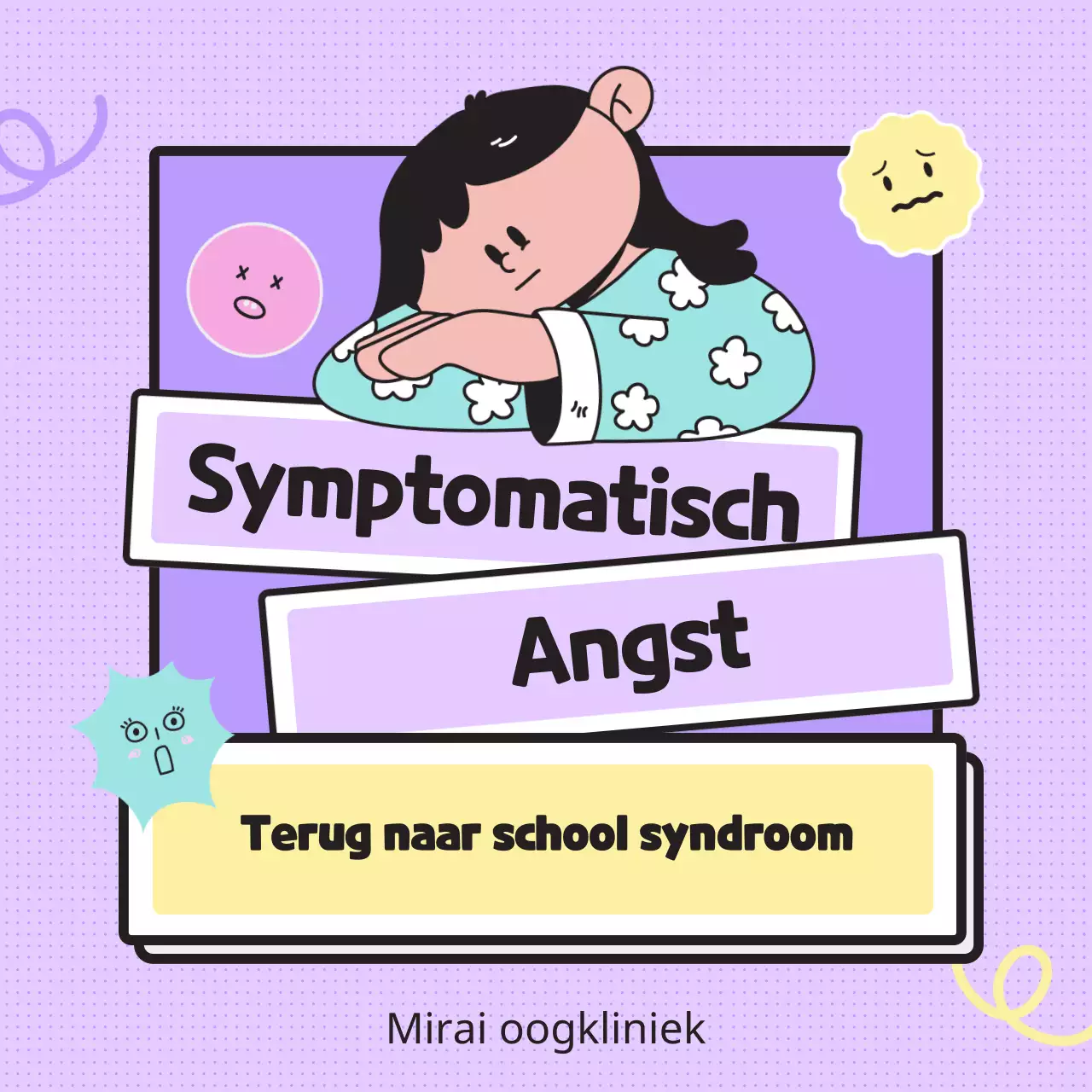 Geef informatie over het nieuwe semestersyndroom met eenvoudige pasteltinten illustraties en emoticons