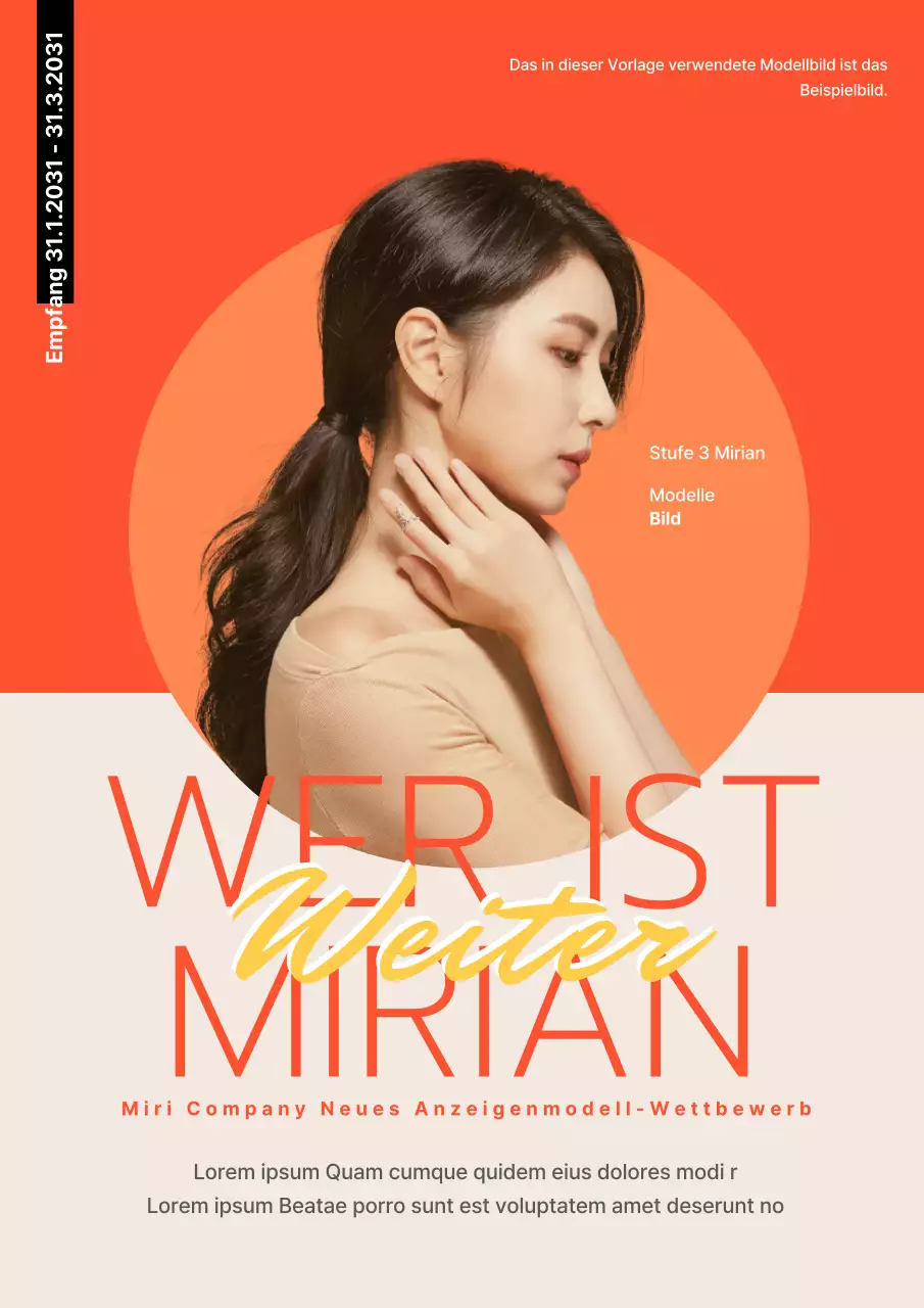 Neuer Werbemodell-Wettbewerb mit einfachem roten Hintergrund