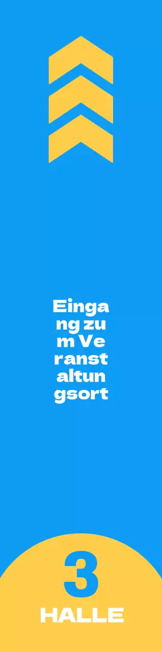 Klares Design mit gelben und blauen Veranstaltungseingängen, die Sie zu Ihrem Standort führen