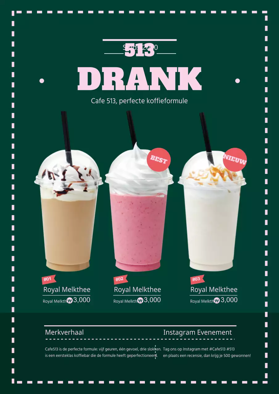 Promoot het beste menu van je café in groen en roze