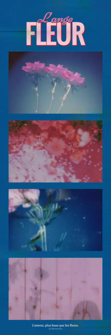 Cadre photo pour collier vintage sentimental en bleu et rose