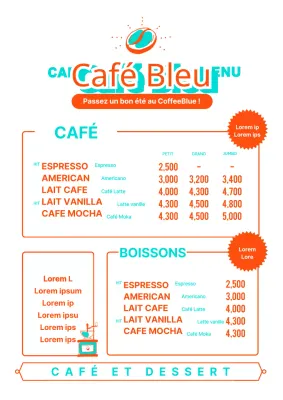 Concevoir une carte de boissons de café avec une touche mignonne