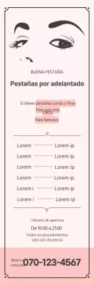 Banner sencillo de tratamiento de pestañas con ilustración rosa