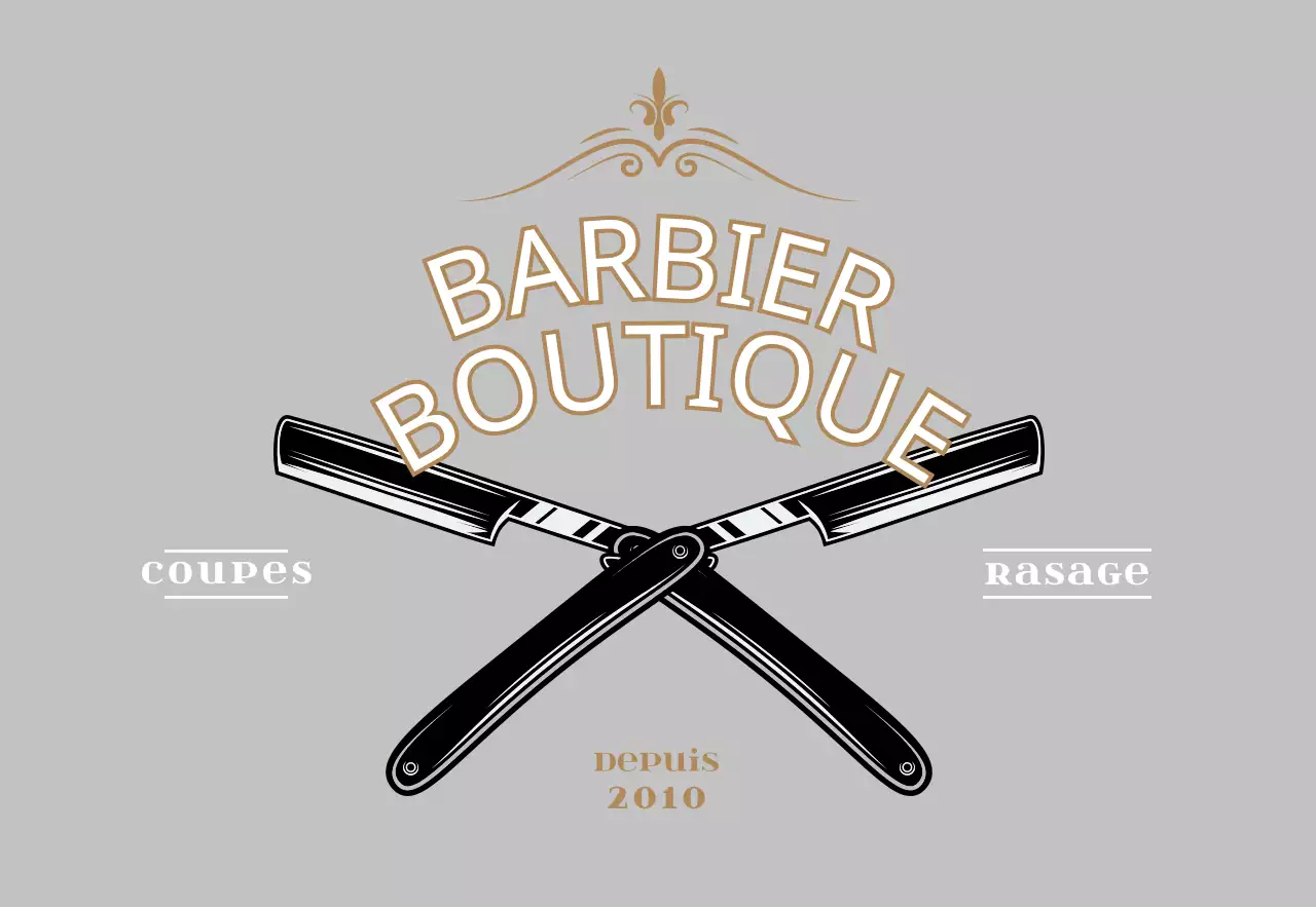 Enseigne de salon de coiffure de style vintage en gris