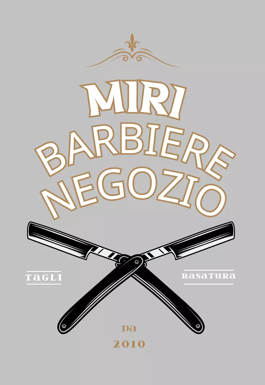 Insegna da barbiere in stile vintage in grigio