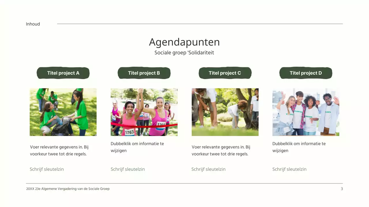 Schoon AGM resultatenrapport met leuke groene illustraties