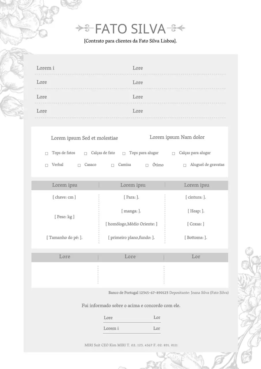 Contrato de casamento com flores