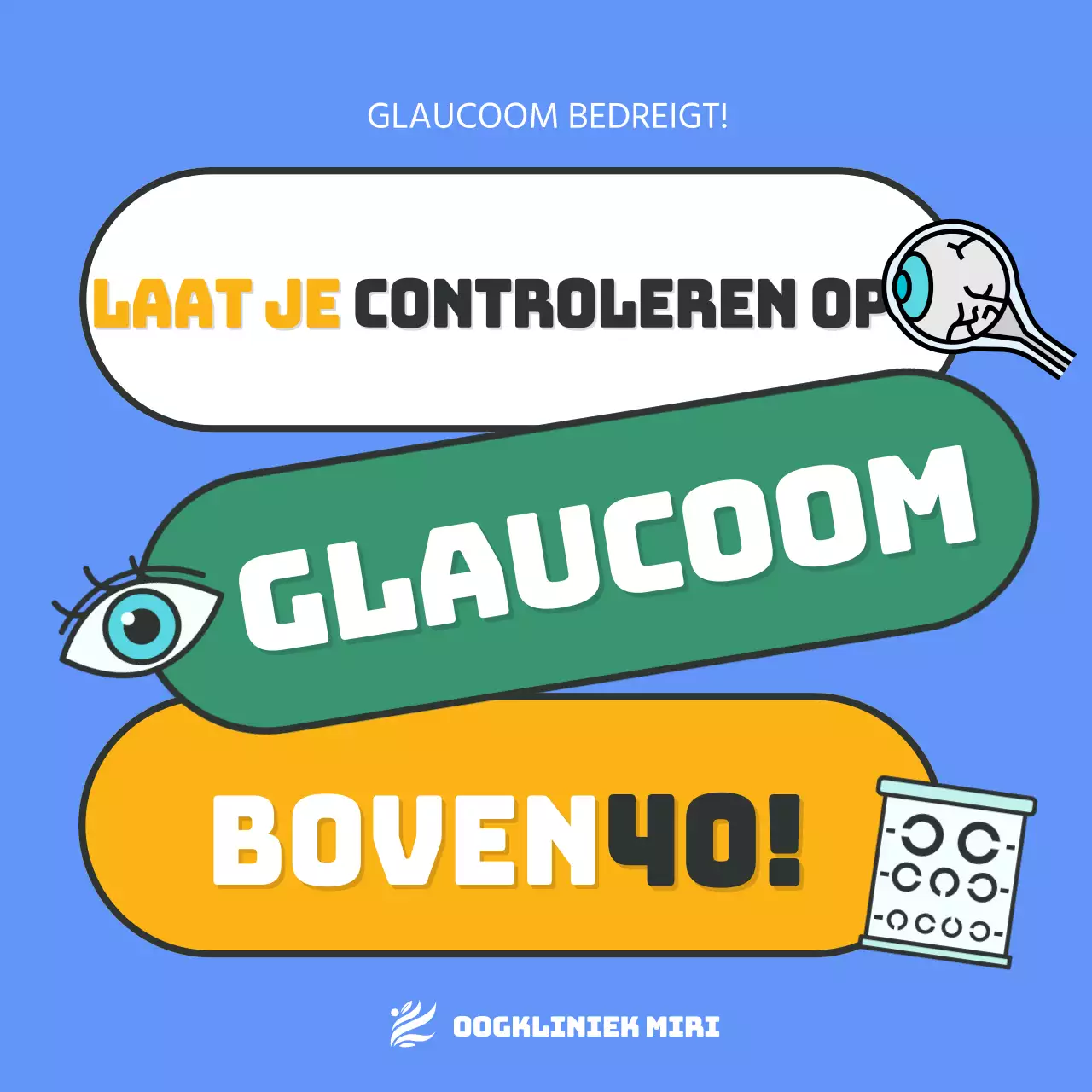 Geeft informatie over glaucoom in blauwe tekstmarkering