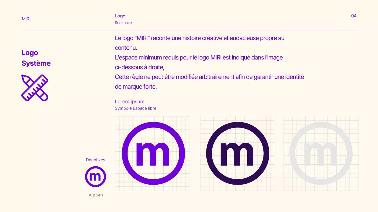 Lignes directrices de la marque avec des accents de texte propres en violet et en citron