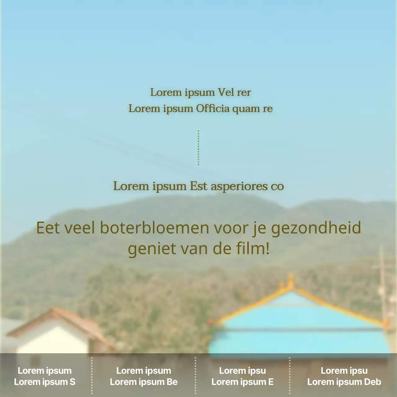 Introductie van het groene en bruine filmparodieconcept Boterbloem
