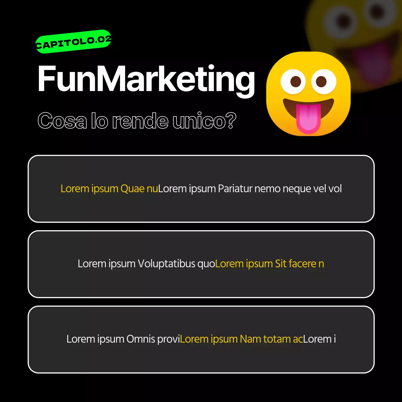 Punti emoji neri e fluorescenti per un marketing divertente