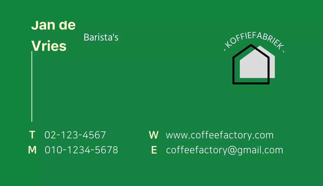 Barista café visitekaartje